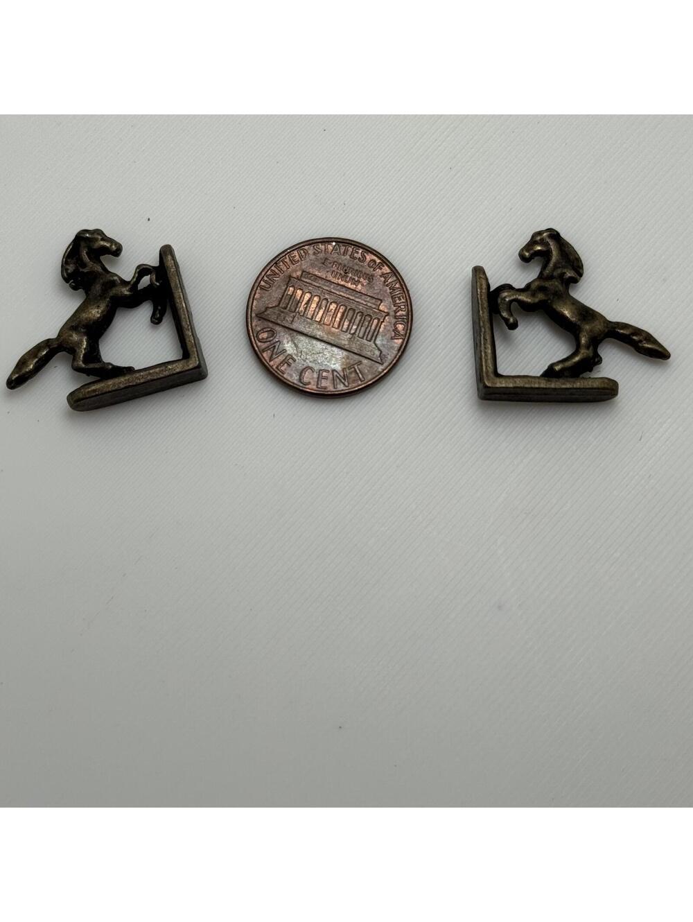 Miniature Horse Bookends Dollhouse Metal Stallion Set Book Ends Library Office